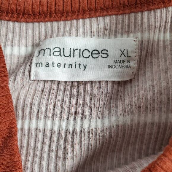 Maurices Maternity XL Rust Striped Sleeveless Ribbed Tank Top - Picture 4 of 6